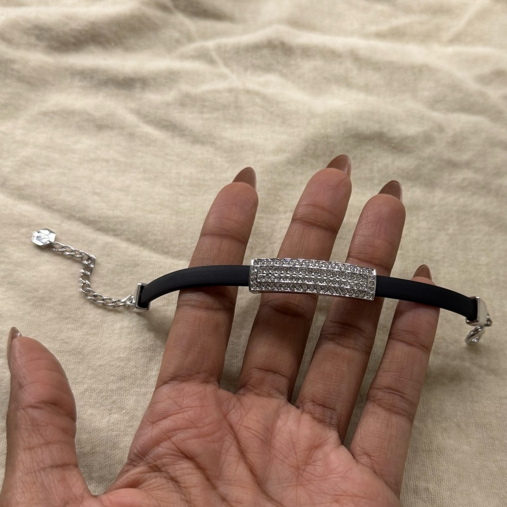 Touchstone crystal rubberized sterling silver bracelet - Picture 3 of 6